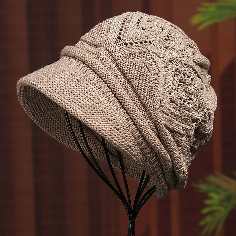 帽子女秋冬季百搭显脸小时尚堆堆帽洋派保暖毛线线帽防寒针1214r