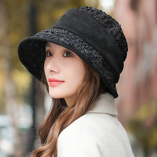 帽子女秋冬款百搭渔夫帽显脸小时尚女士洋气中年妈妈2026贝雷盆帽