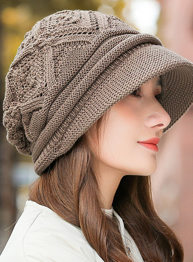 秋冬季帽子女士2025堆堆帽洋气保暖毛线帽百搭防寒针织1128n