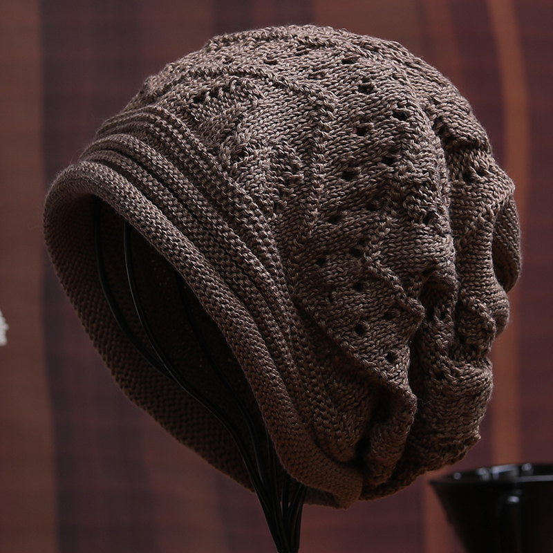 新款秋冬时尚百搭勾花手工毛线帽