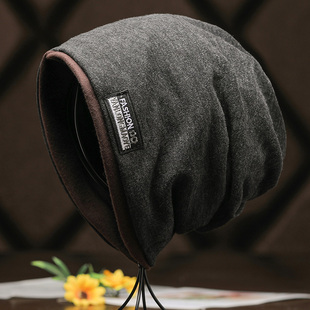 帽子男秋冬季潮牌时尚套头帽男士光头大头围头巾包头帽保暖堆堆帽