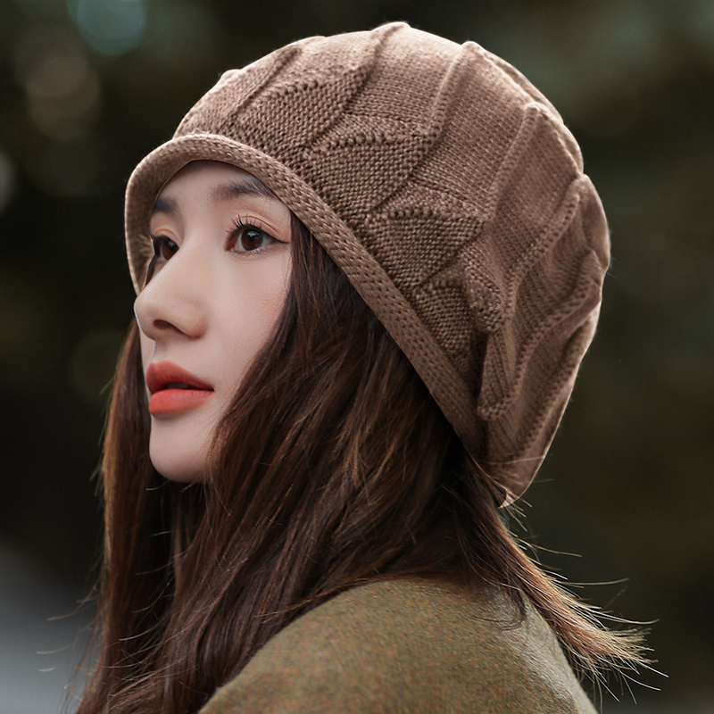 新款时尚显脸小妈妈款贝雷毛线帽