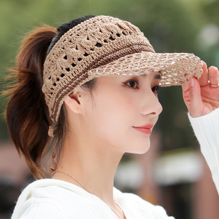 空顶帽子女款春夏季薄款鸭舌帽镂空手工遮白发2025新款洋气棒球帽