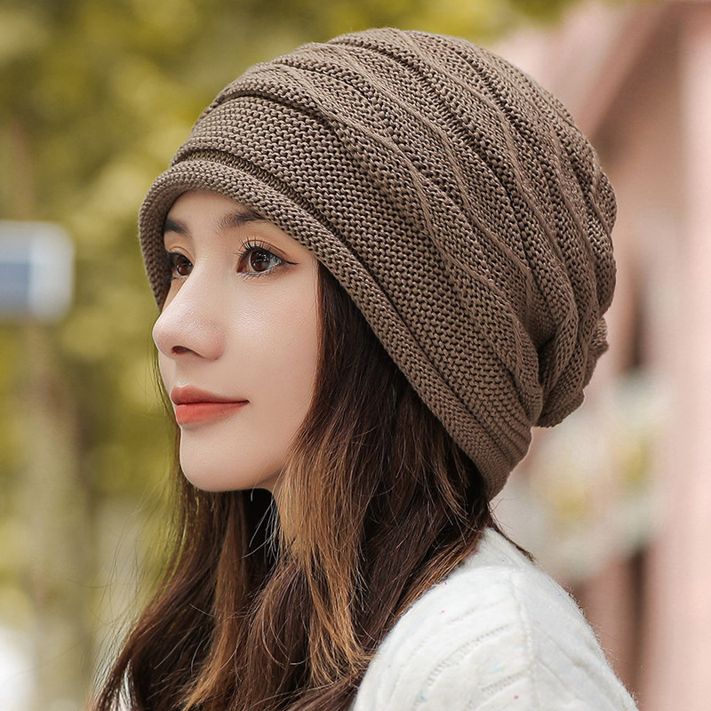 帽子女款秋冬保暖毛线帽2025新款时尚洋派针织堆堆帽大头围1214r