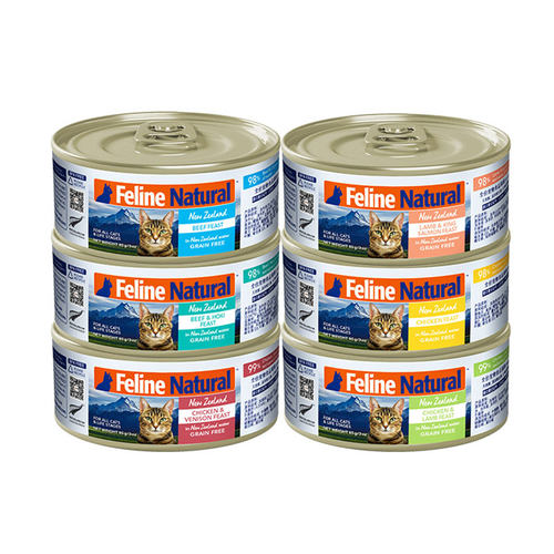【萌宠儿】K9 Natural 无谷主食猫罐头猫零食成幼猫通用组合6罐