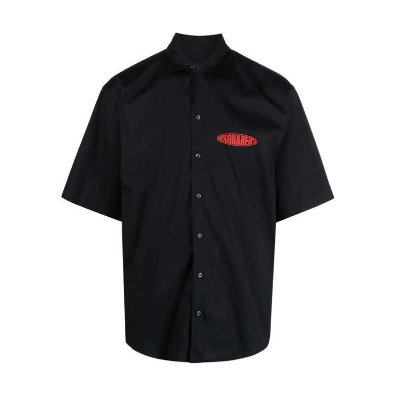 Dsquared2冲浪板保龄球弹力棉府绸衬衫男式休闲宽松