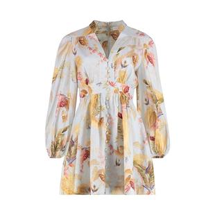 MINI Zimmermann女連衣裙印花夏季 LINEN DRESS長袖 服飾ASCENSION