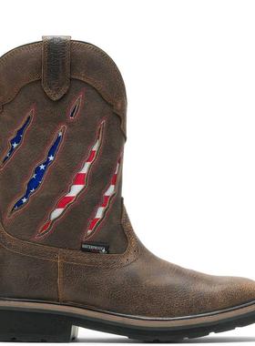 代购Wolverine男士牛仔靴防水透气吸汗缓震全粒面皮革