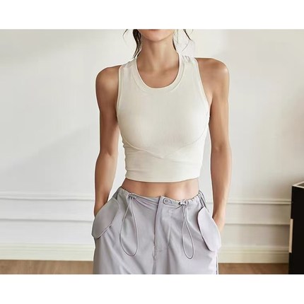 无袖弹力健身服一体杯跑步上衣瑜伽背心BX301