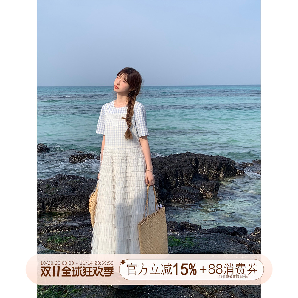 网纱重工木耳边蛋糕吊带裙罩裙