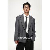 百搭西装 肌理纹单西外套时尚 储格 休闲西服男宽松直角肩25春季