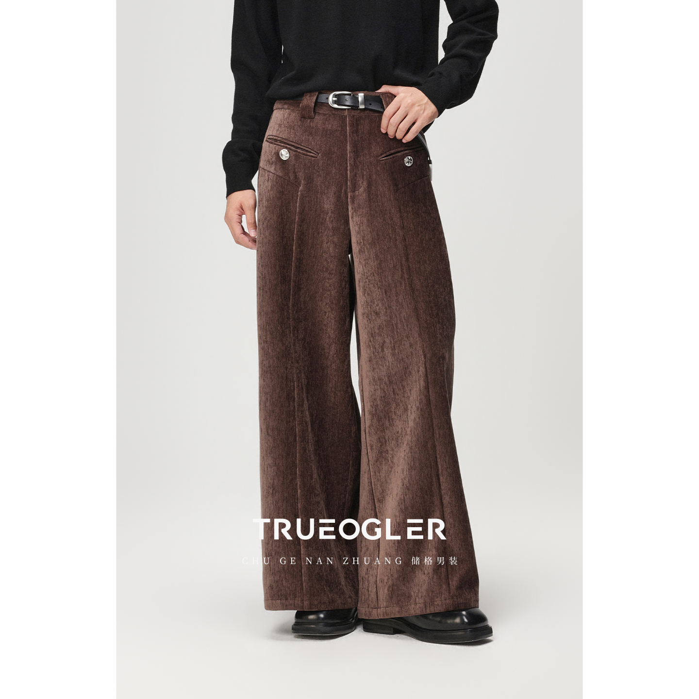 雪尼尔休闲毛呢裤男冬季加绒加厚