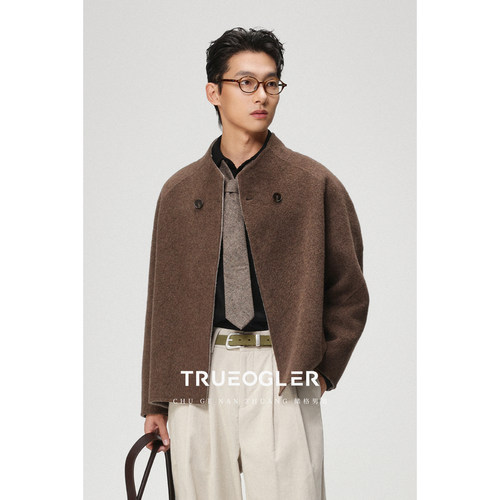 双色双面羊毛呢子夹克外套男