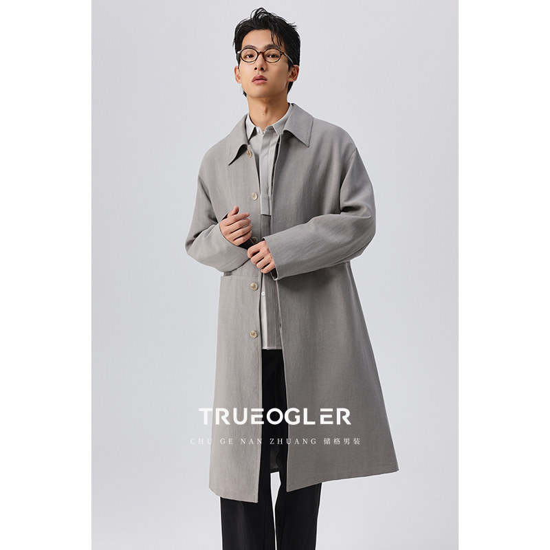 莱赛尔天丝风衣男士中长款