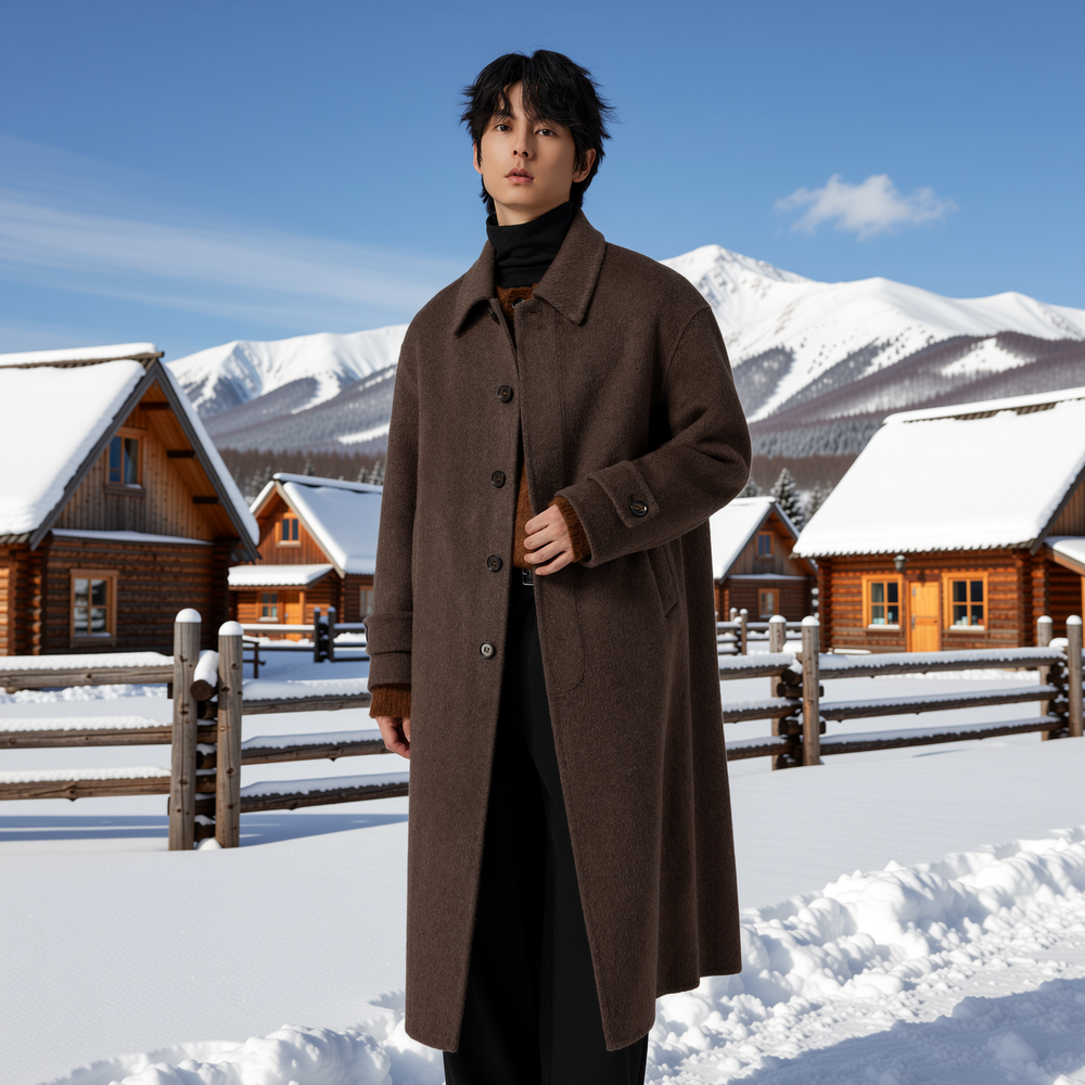 双面羊毛呢大衣男中长款过膝