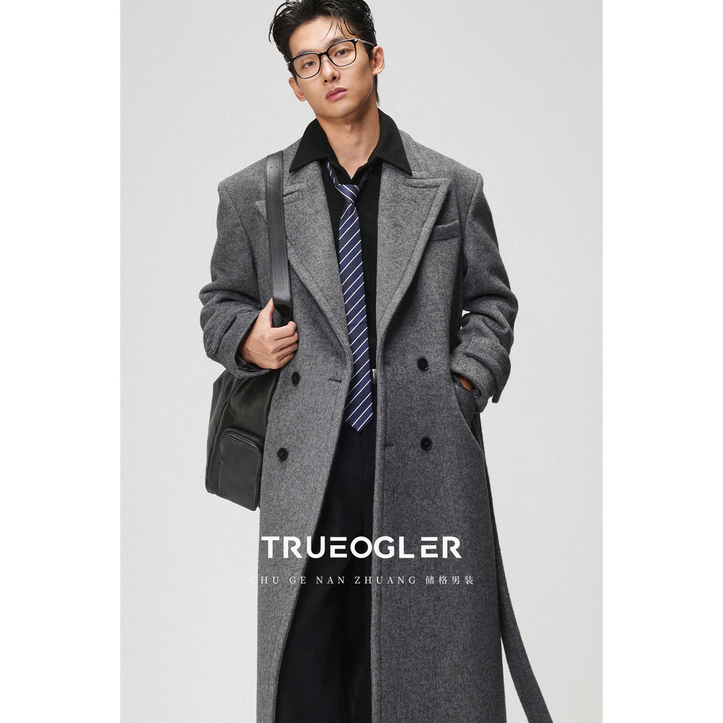 【储格】长款戗驳领毛呢大衣男带垫肩宽松羊毛外套冬季加厚保暖,男装,毛呢大衣,淘宝优惠券,粉丝福利购,淘宝优惠卷