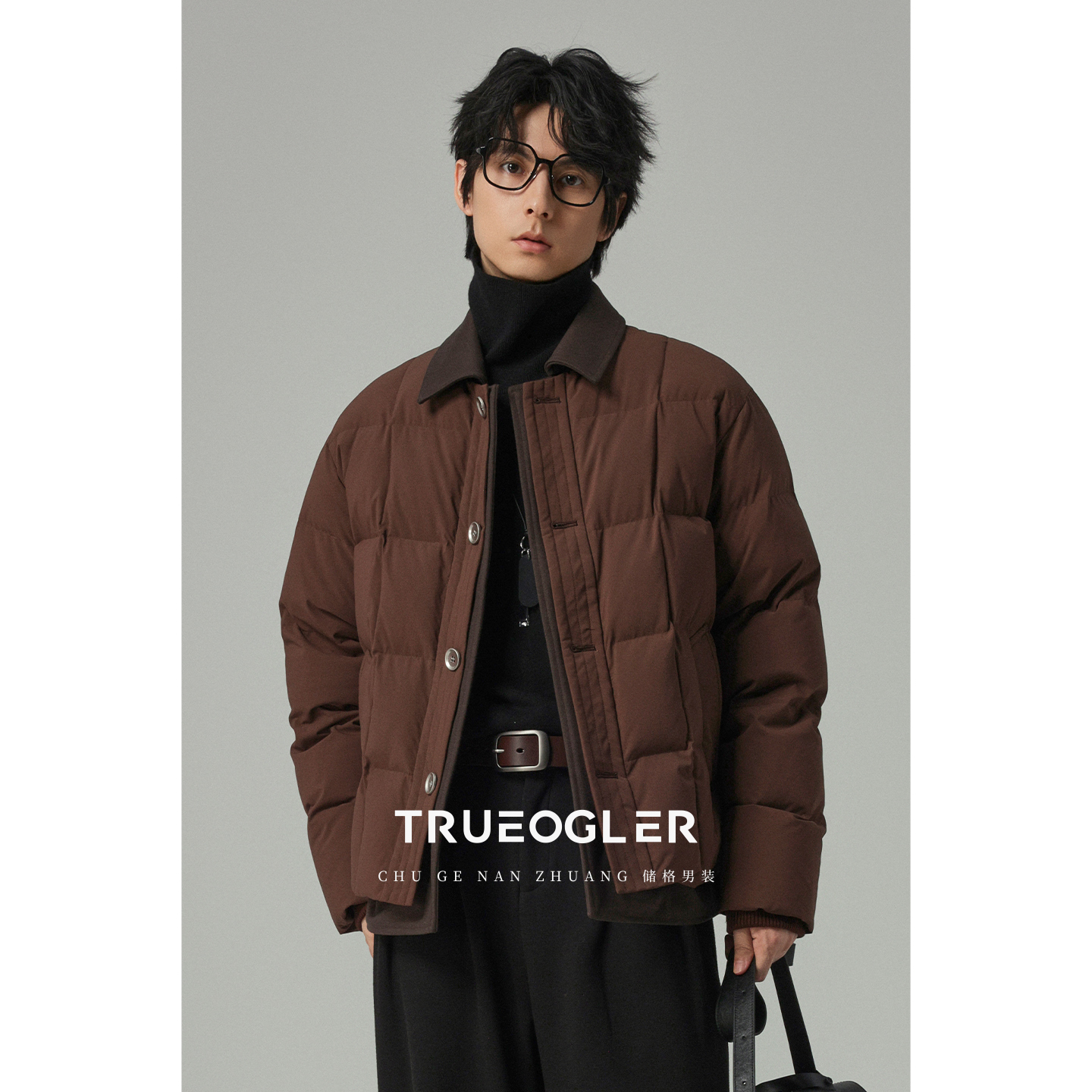 假两件加厚羽绒服男老钱风