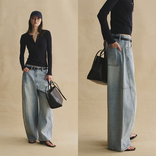 SLO“解构弯刀裤”水洗牛仔裤