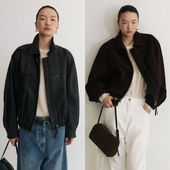 绵羊皮真皮皮衣夹克女2025新款 SLO 柏林往事 黑棕色老钱风外套