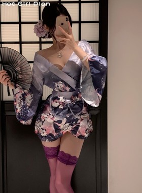 性感内衣房事高级潮床上擦边趣味制服纯欲情趣日系紫色和服女qqny