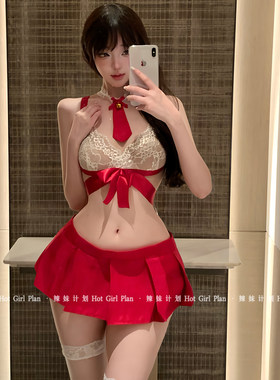 辣妹计划：红色战袍*性感约会睡裙女圣诞节情趣穿搭qqny内衣套装