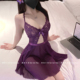 辣妹计划：睡前故事 紫色纯欲性感睡衣女士蕾丝透视吊带睡裙qqny