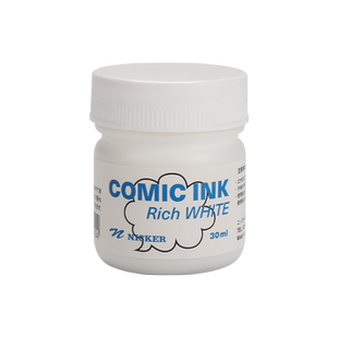 日本NICKER尼克漫画白墨 POSTER霓嘉漫画设计墨水 耐水性白色修正高光墨30ml 水彩高光白墨