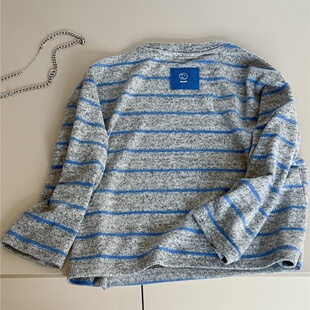 秋衣 男童条纹超轻软糯圆领长袖 2025秋冬新款 儿童保暖打底衫