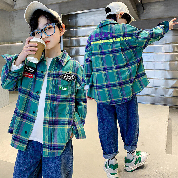 Boy Easy lattice shirt Spring 2022 new pattern children spring clothes Long sleeve shirt CUHK spring and autumn coatin the Children/Baby/Family fitted , Shirt  category - from Buy2taobao.com to provide professional Taobao agent buy service