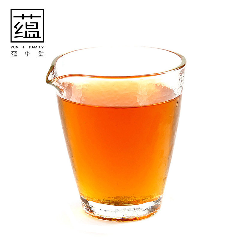 手工日式锤目纹玻璃公道杯茶具茶道零配加厚耐高温泡茶器