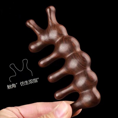 头部经络梳按梳脸部穴位颈椎按大齿梳加厚金丝檀木按梳