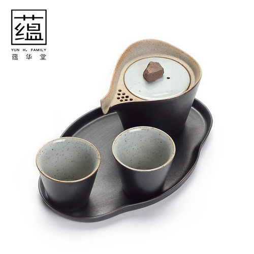 定制一壶二杯整套茶具便携旅行办公家用陶瓷手抓壶茶杯干泡盘礼盒