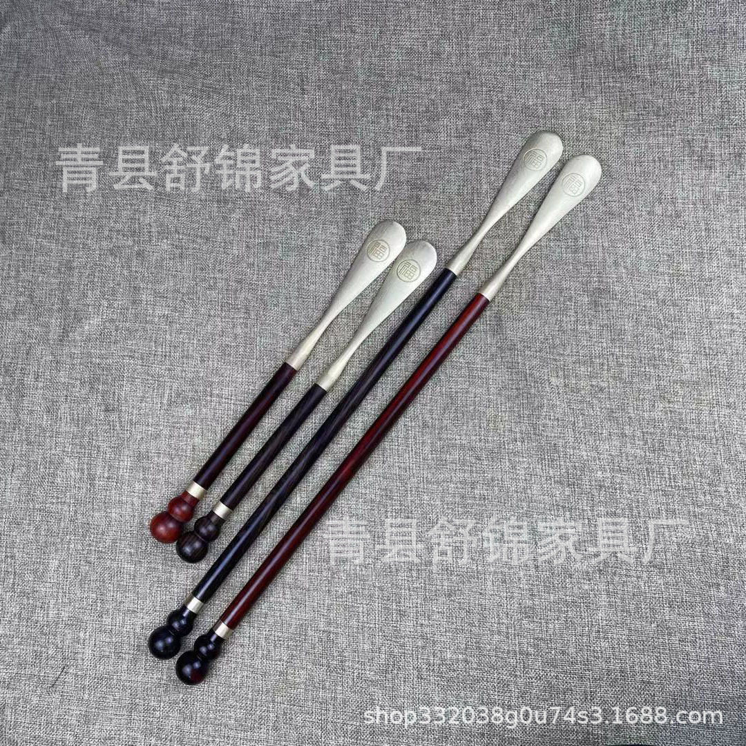北部紫檀鞋拔子纯铜提鞋神器老年人实木木质加长柄懒人穿鞋