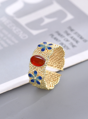 9h女925银复古气质戒指