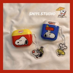 卡通复古插画史努比适用AirPods4保护套新款Pro3苹果耳机壳情侣1/2代无线蓝牙3代airpodspro2代软防摔保护壳