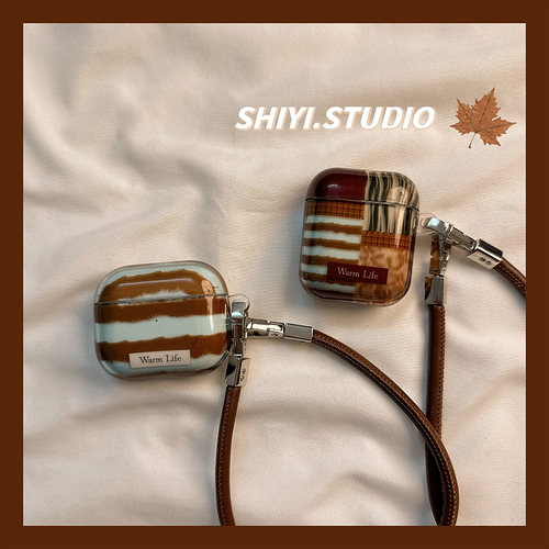 时髦感复古格纹拼接适用AirPods4保护套新款Pro2苹果耳机壳小众1/2代无线蓝牙3代airpodspro三代软防摔保护壳