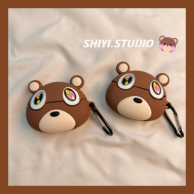 搞怪卡通可爱辍学熊适用AirPods4保护套新款Pro2苹果耳机壳硅胶1/2代无线蓝牙3代airpodspro3代软防摔保护壳