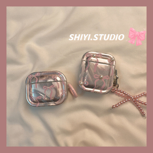 韩风ins少女珍珠蝴蝶结适用AirPods4保护套新款 2代无线蓝牙盒3代airpodspro3代软防摔保护壳 Pro2苹果耳机壳1