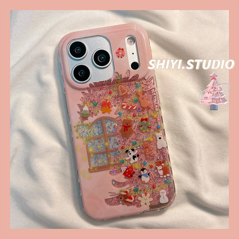 少女粉jellycat圣诞树闪粉适用苹果17promax手机壳16pro新款iphon17可爱15pro少女心15硅胶14防摔13双层硬壳