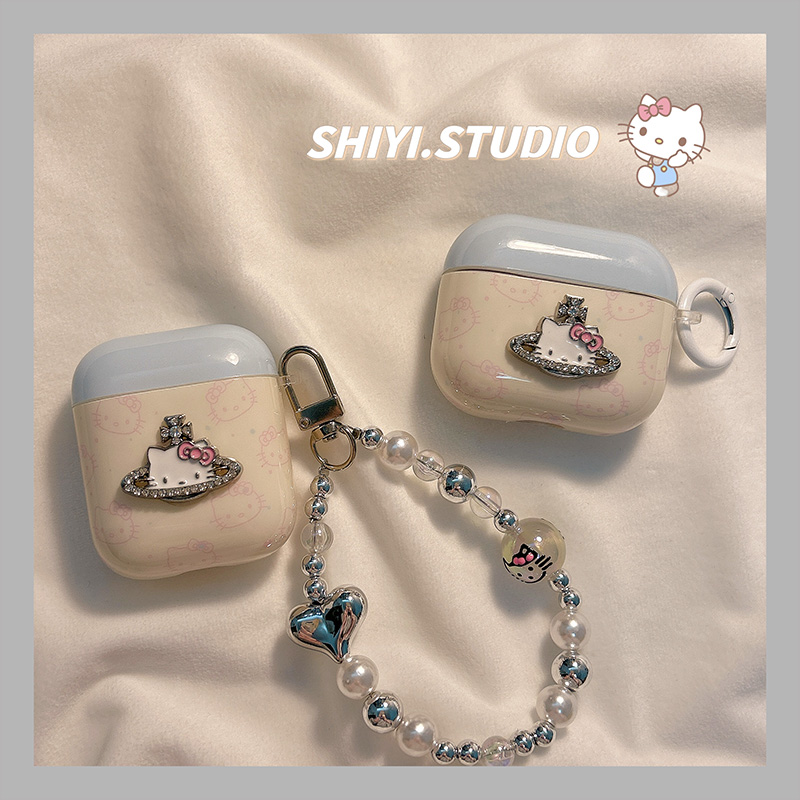 可爱粉白西太后kitty适用AirPods4保护套新款iPod苹果耳机壳链条1/2代无线蓝牙3代airpodspro2代软防摔保护壳