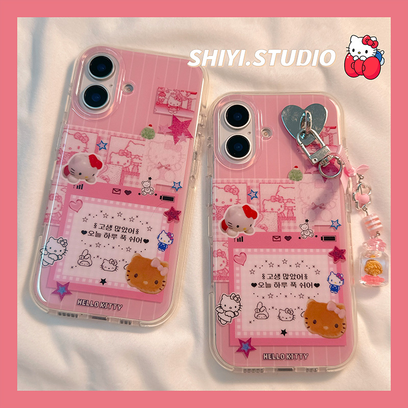 日韩可爱HelloKitty适用苹果16promax手机壳15pro新款iphone13软萌14pro少女15硅胶双层16pro卡通创意全包硬