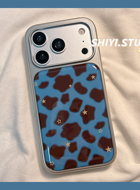复古蓝棕豹纹黄色星星适用苹果17promax手机壳16pro新款iphon17日韩15pro女款16硅胶14防摔15小众ins高级硬壳