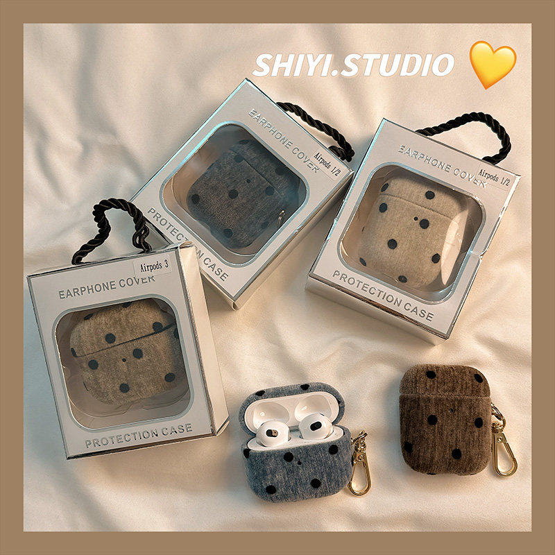 小众气质波点秋冬绒布适用AirPods4保护套新款iPod苹果耳机壳简约1/2代无线蓝牙3代airpodspro2代防摔保护壳,3C数码配件,耳机保护套,淘宝优惠券,粉丝福利购,淘宝优惠卷