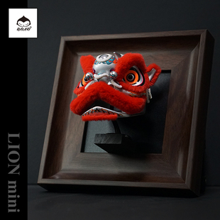 醒狮装 饰新年氛围 饰画挂画客厅中古风走廊过道立体墙面装