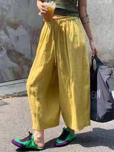 蒂娜棉麻气球阔腿裤女欧洲站2026夏季新款欧货九分萝卜裤休闲裤潮