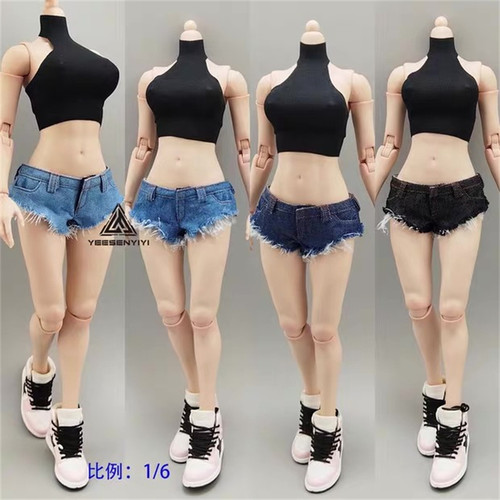 1/6兵人 DG083 潮流女式短裤 牛仔裤 超短牛仔热裤 12寸模型 现货