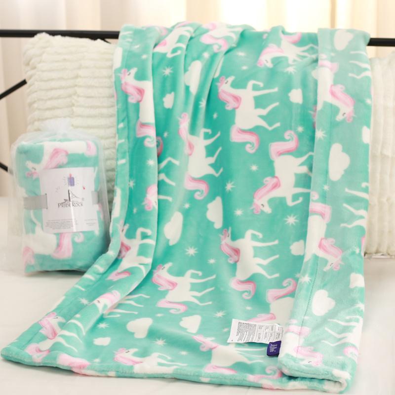 双层双面牛奶绒宝宝小毛毯冬季加厚外出盖毯软糯可爱卡通小毯子