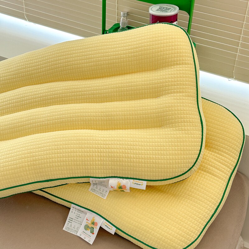 新品超软奶黄色菠萝面包护颈枕头空气针织棉枕芯单人学生宿舍枕芯