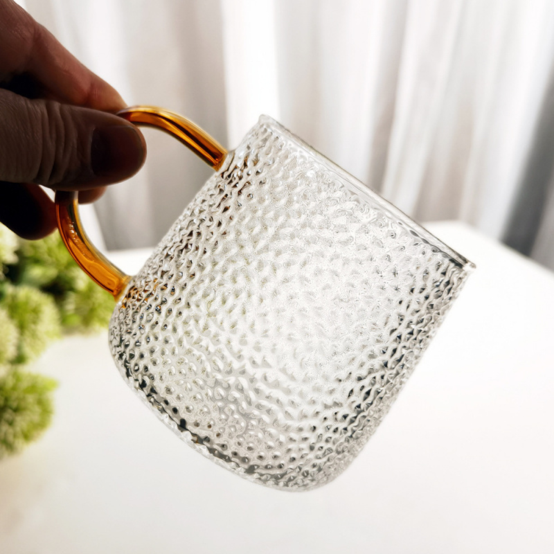 高硼硅玻璃茶杯网红锤纹款耐