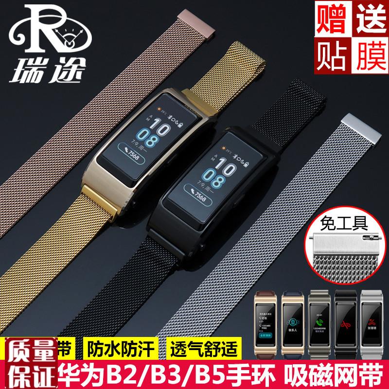 适用华为B5手环表带B2/B3A金属精钢表带智能运动商务版腕带网图片